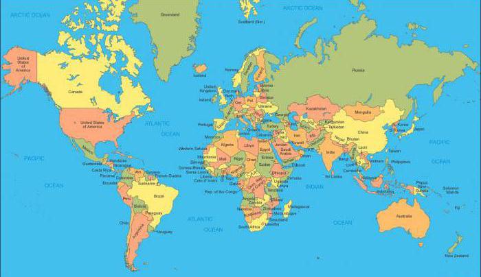 המפה הגיאוגרפית של העולם. סוגי כרטיסים